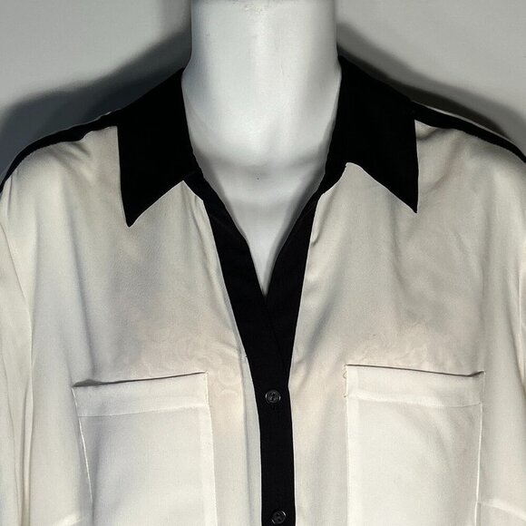 Peter Nygard SZ 22 Ivory Georgette Top Career Minimalist Dressy Old $ Preppy - Picture 3 of 8